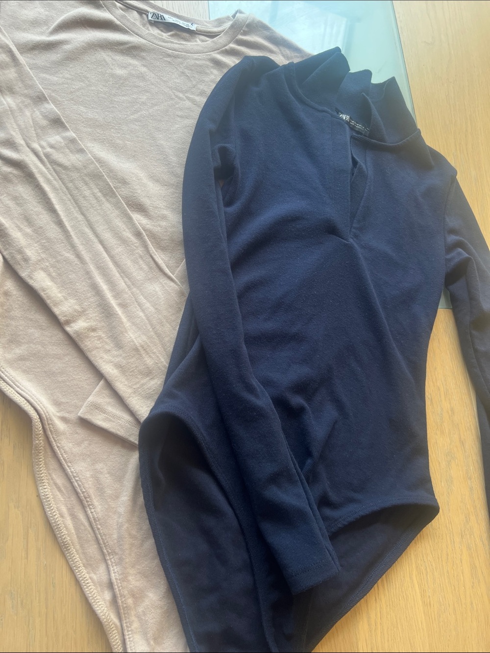 Zara Navy Turtleneck & Beige Cowl  body suits (Never used)